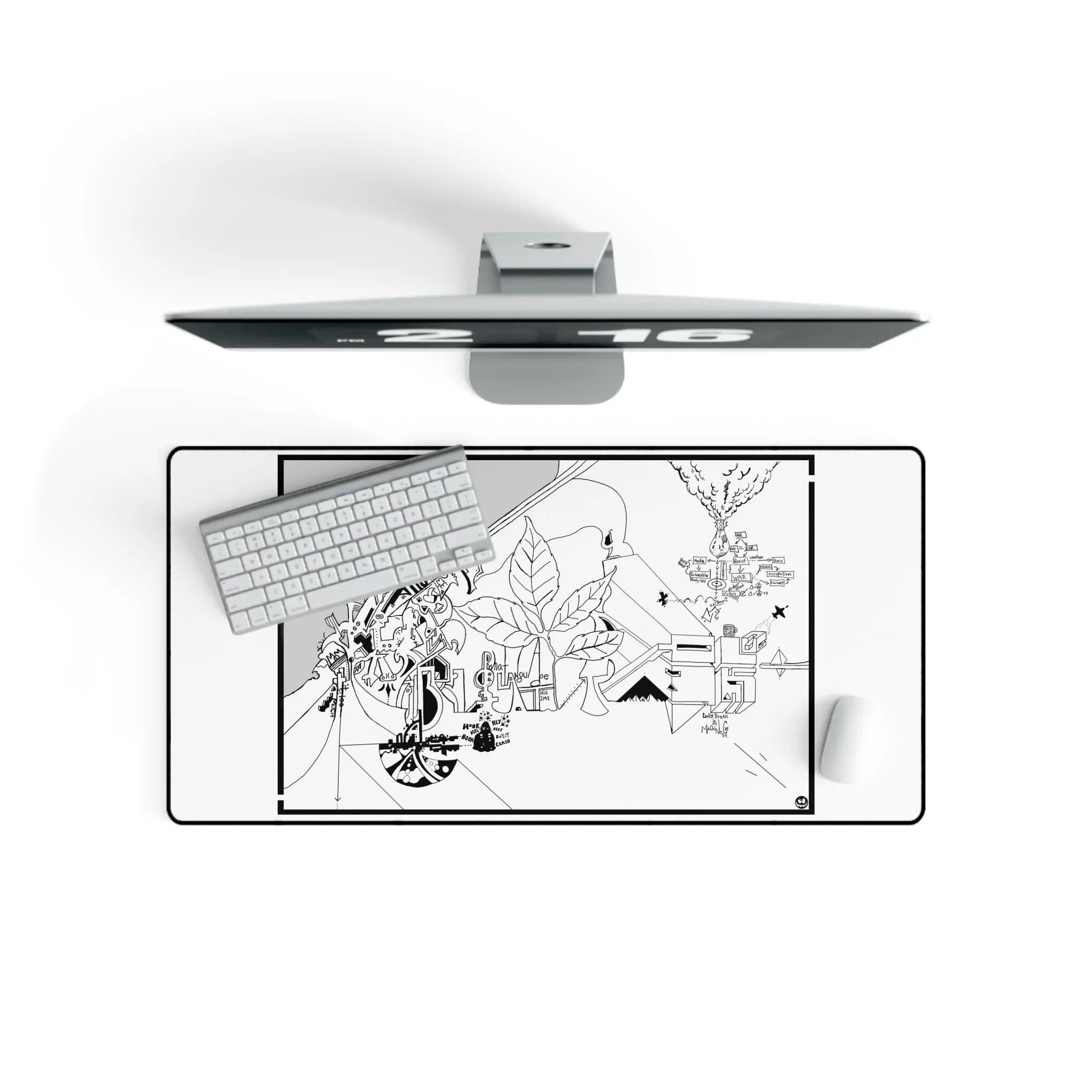 "Lunch Break In My Machine Gun Nest" by Jon Donovan Desk Mats