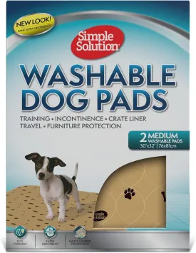 Simple Solution Large Washable Puppy Pad | Reusable Dog Pee Pad | Absorbent and Odor Controlling | 30x32 Inches, 2 Count, Black & Beige