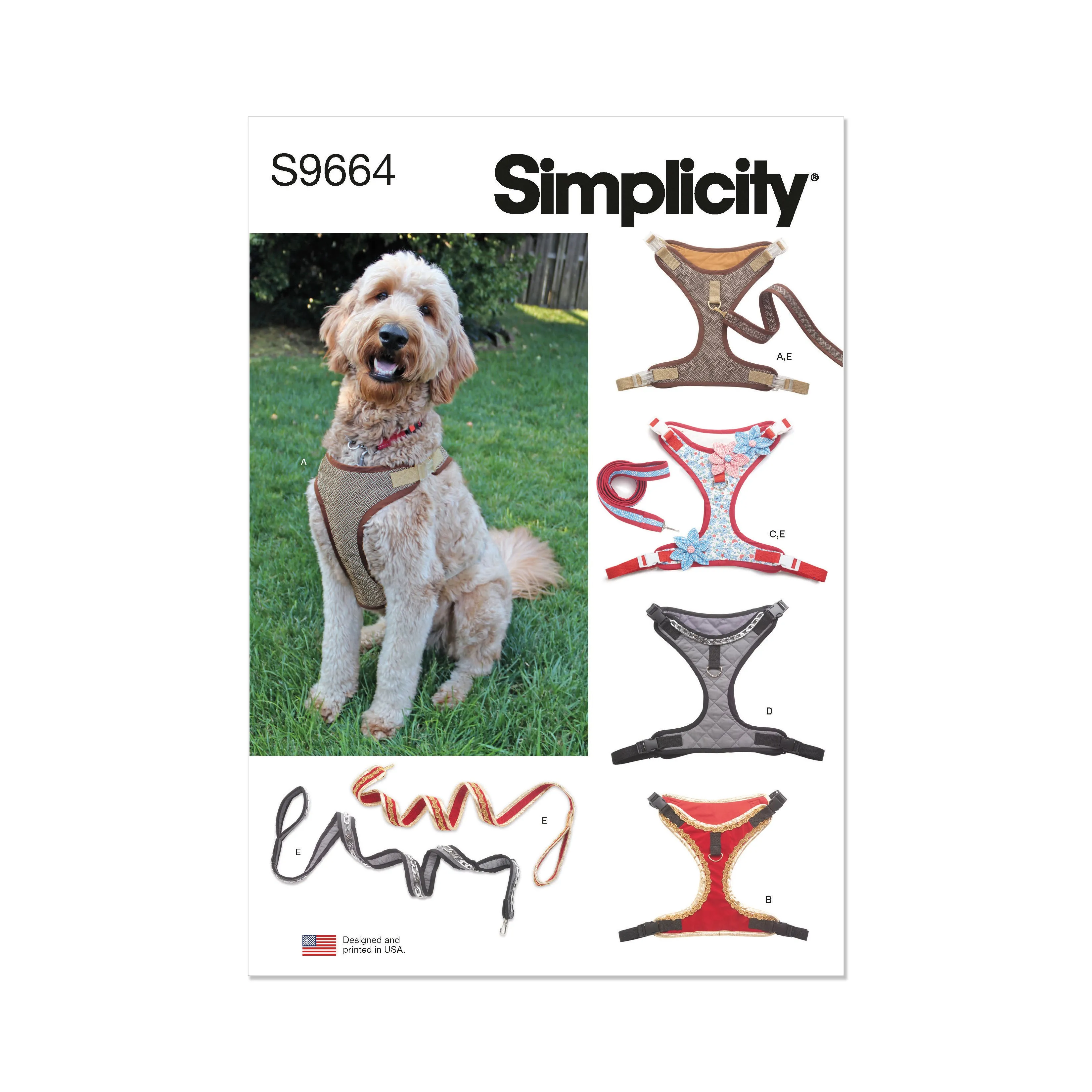 Simplicity pattern 9664 Dog Harness in Sizes S-M-L and Lead