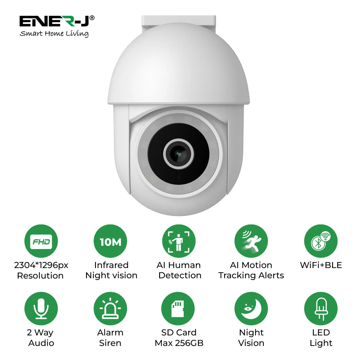 Smart Wi-Fi Dome Outdoor IP Camera White Housing, IP65