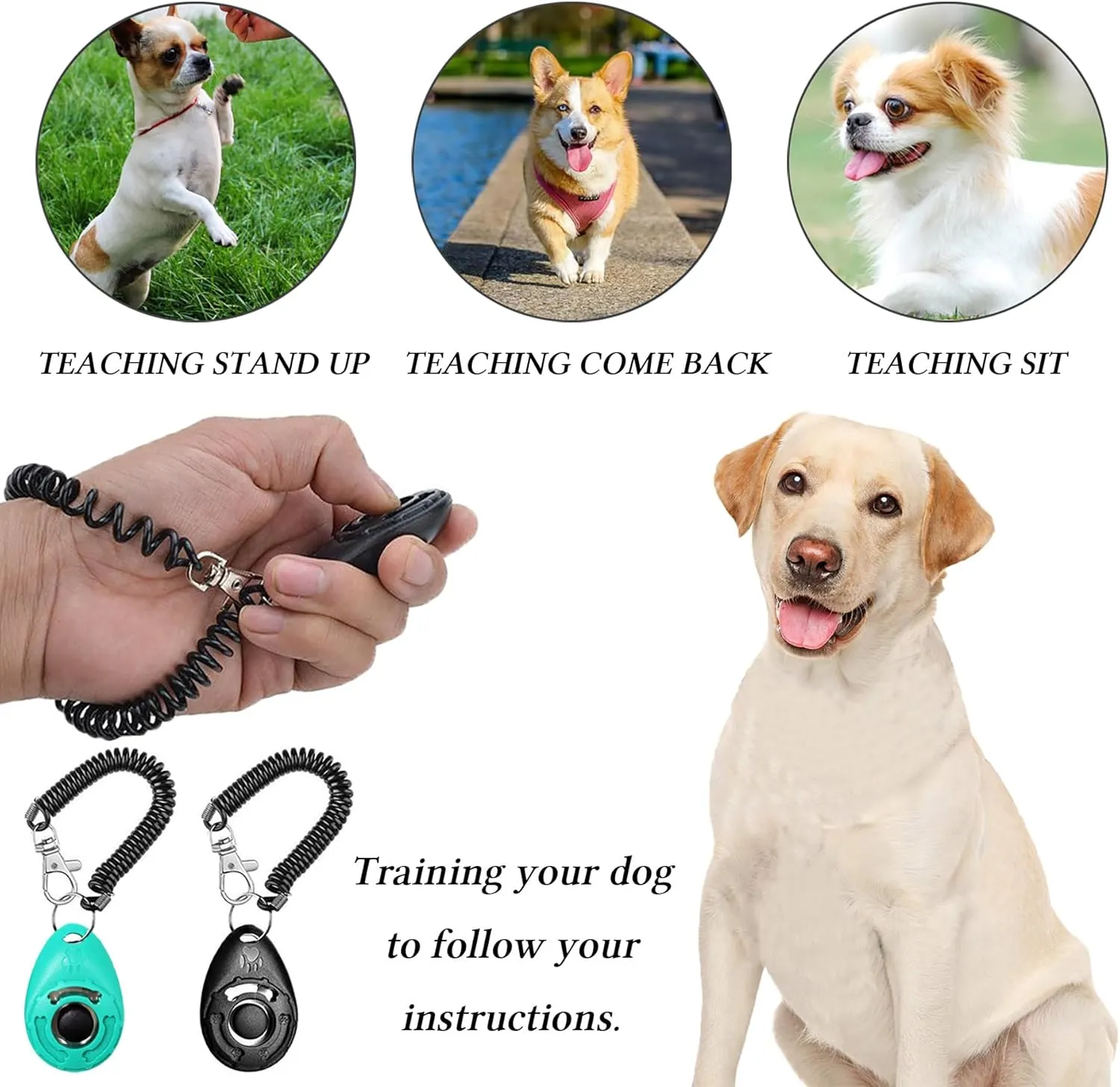 STMK Dog Treat Pouch Dog Clicker Training Kit, Dog Training Treat Pouch Dog Clicker for Training, 3 Ways to Wear Easily Carries Treat Pouches for Pet Training (Black and Grey)