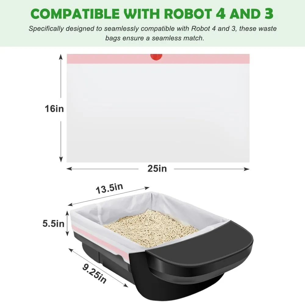 SZEE 60 Pack Litter Robot 4 Waste Bags, Large Drawstring Litter Box Liners, 3 mil Heavy-Duty Liners for Automatic Litter Box