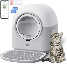 TYPro Self Cleaning Cat Litter Box Automatic Hands-Free Smart Robot self Cleaning Cat Litter Box for Multiple Cats with APP Control Safe with Litter Mat Waste Bags and Deodorizer