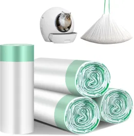 Waste Bags 80 Count Litter Box Liners, Compatible with Self-Cleaning Litter Box Tray Refills, Replacement Extra Large Drawstring Litter Bags for Reusable Tray 25.2 * 15.7 Inch