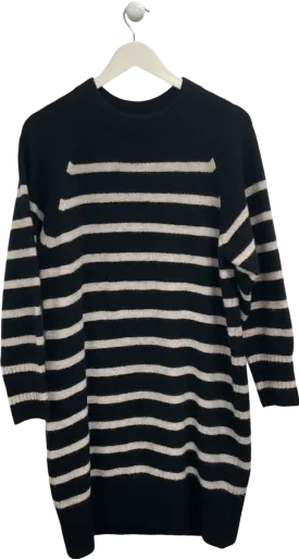 Whistles Black Crew Neck Striped Jumper Dress UK S