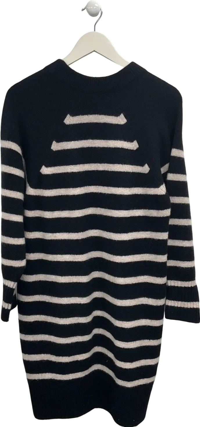 Whistles Black Crew Neck Striped Jumper Dress UK S