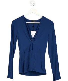 Whistles Blue Twist Front Textured Top UK 6