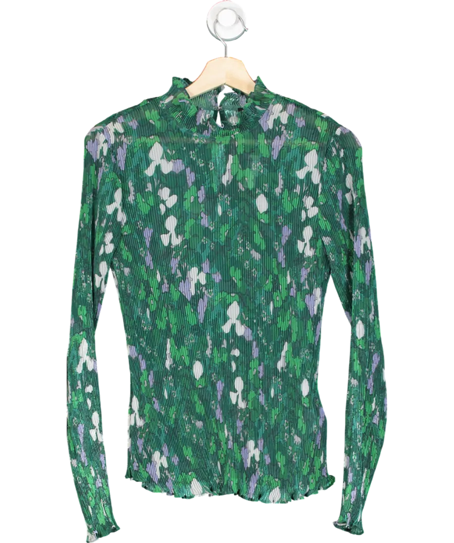 Whistles Floral Transparent Green Top UK 12