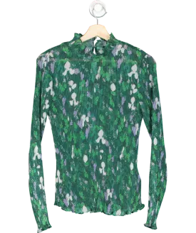 Whistles Floral Transparent Green Top UK 12