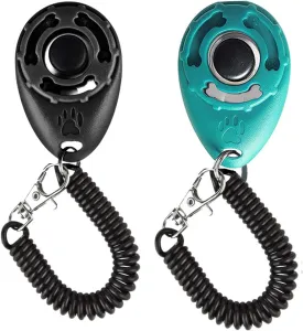 Winod Dog Training Clickers with Wrist Strap-2 Pack(Black New Blue)